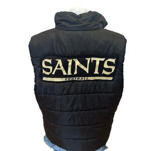 New Orleans Saints Black Puffer Vest LARGE Football Unique Quilted Tailgate